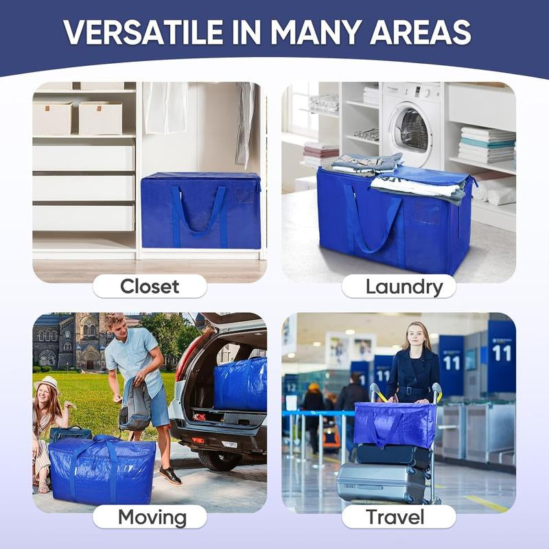 Casabella Cobalt Blue/ Barbie Pink– Extra Large 24 Gallon Heavy Duty Foldable Moving Bags with Carrying Handles, Zippers and Tag Pocket, Outdoor Camping, Water Proof Organizer, Moving Box