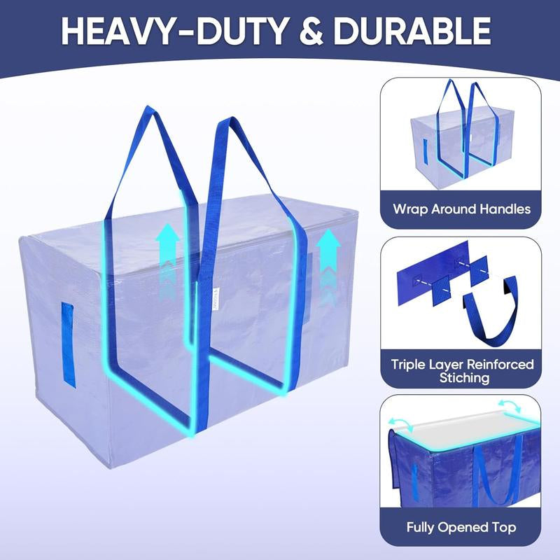 Casabella Cobalt Blue/ Barbie Pink– Extra Large 24 Gallon Heavy Duty Foldable Moving Bags with Carrying Handles, Zippers and Tag Pocket, Outdoor Camping, Water Proof Organizer, Moving Box