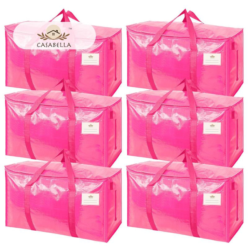Casabella Cobalt Blue/ Barbie Pink– Extra Large 24 Gallon Heavy Duty Foldable Moving Bags with Carrying Handles, Zippers and Tag Pocket, Outdoor Camping, Water Proof Organizer, Moving Box