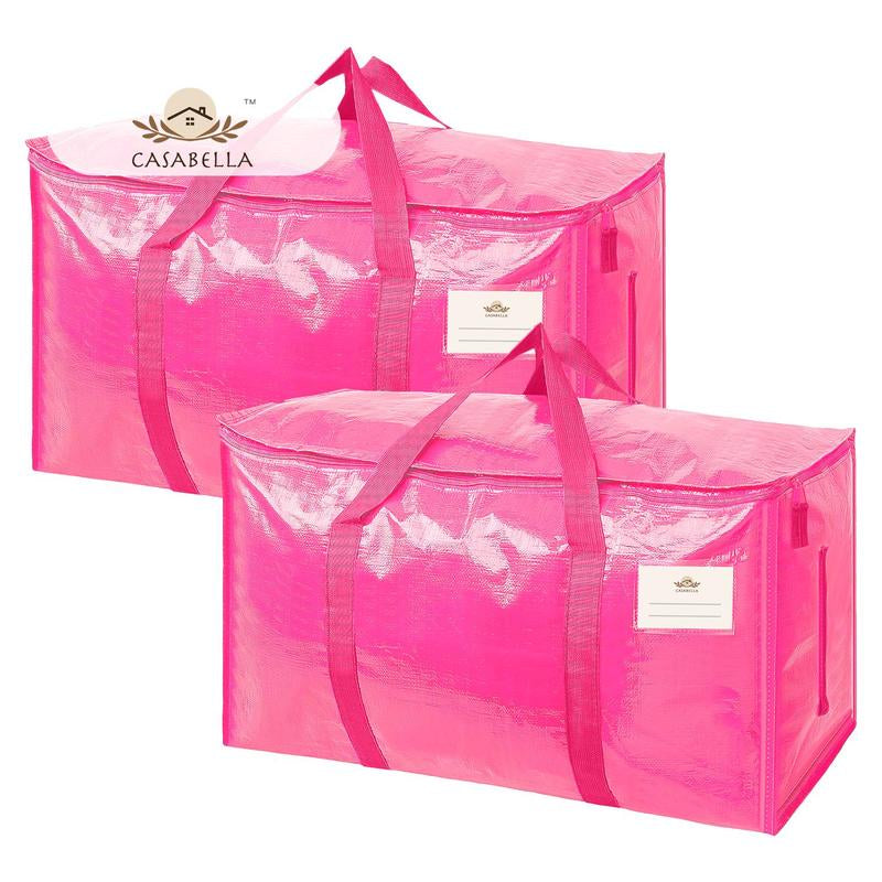 Casabella Cobalt Blue/ Barbie Pink– Extra Large 24 Gallon Heavy Duty Foldable Moving Bags with Carrying Handles, Zippers and Tag Pocket, Outdoor Camping, Water Proof Organizer, Moving Box