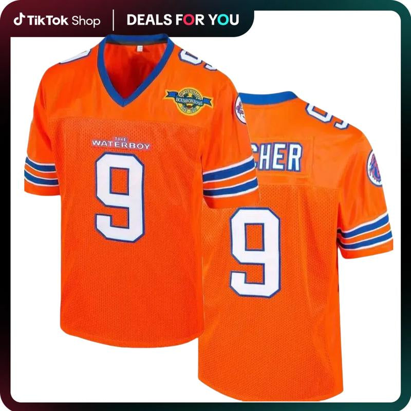 [Dealsforyoudays] Bobby Boucher #9 the Waterboy Adam Sandler Movie Mud Dogs Bourbon Bowl 50Th Anniversary Movie Football Jersey