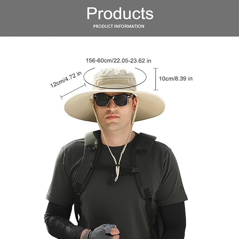 Solar Fan Sun Hat for Men & Women UPF 50+ Wide Brim Bucket Hat with Dual Cooling Fans, Adjustable Fit, Lightweight Beach & Fishing Hat for Outdoor Use