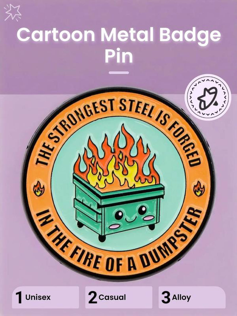 Dustbin Quotes Brooch Cartoon Metal Badge Creative English Alphabet Jewelry Medal Costume Brooch