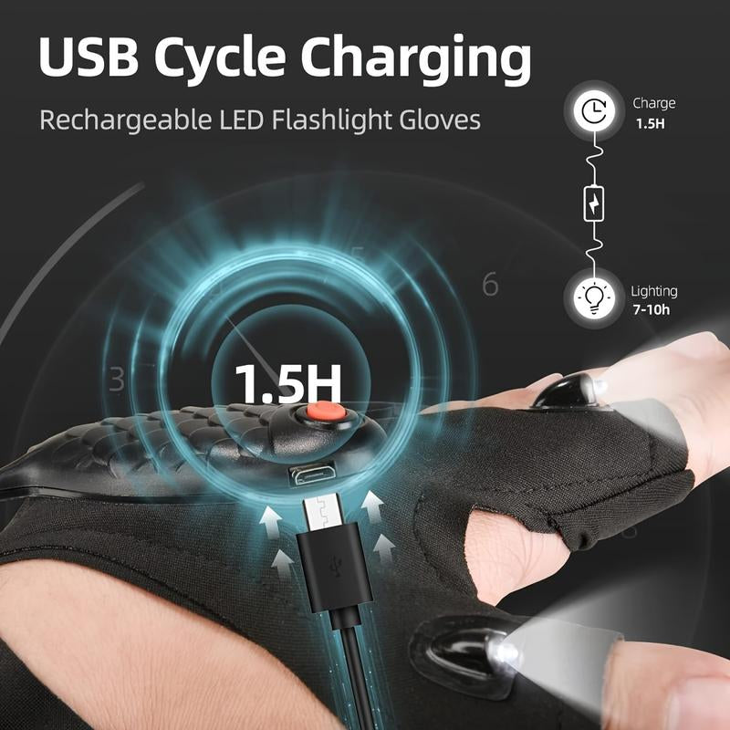 1Pc Fingerless Light Glove - Equipped with Super Bright Waterproof LED Light, Conveniently USB Rechargeable, Innovative Fingerless Design for Maximum Dexterity - Perfect for Camping and Fishing Trips Goggles