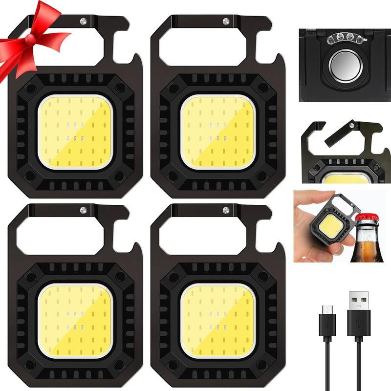 <Local Delivery>Keychain Work Light Keychain Flashlight 4 Light Modes, Keychain Light Emergency Light with Folding Bracket Bottle Opener and Magnet Base,Camping and Walking Outsports