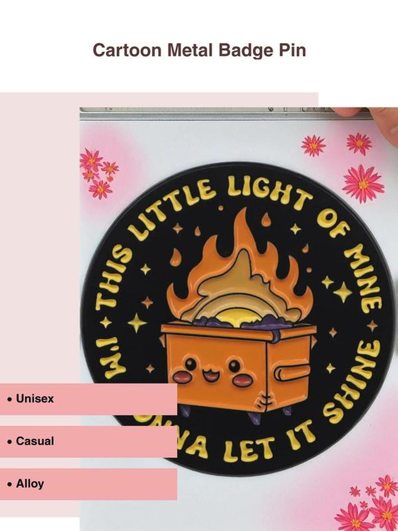 Dustbin Quotes Brooch Cartoon Metal Badge Creative English Alphabet Jewelry Medal Costume Brooch