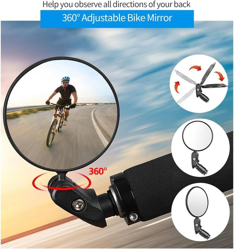 Handlebar Bike Mirror, 1/2/4Pcs Bicycle Rearview Mirror, HD Safety Bike Rear View Mirror, Adjustable Handlebar Mounted Convex Mirror with Allen Wrench, For...