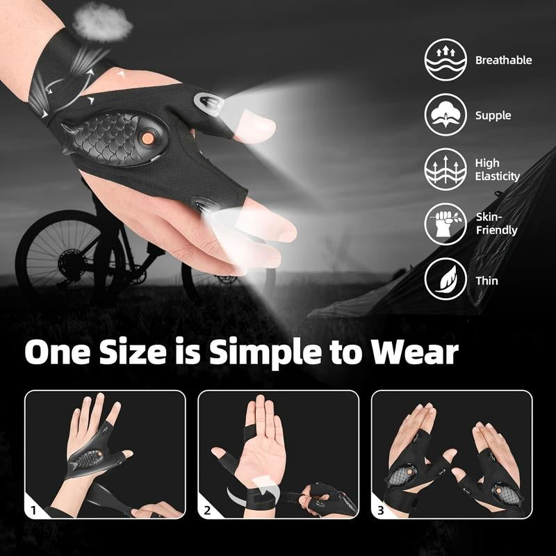 1Pc Fingerless Light Glove - Equipped with Super Bright Waterproof LED Light, Conveniently USB Rechargeable, Innovative Fingerless Design for Maximum Dexterity - Perfect for Camping and Fishing Trips Goggles