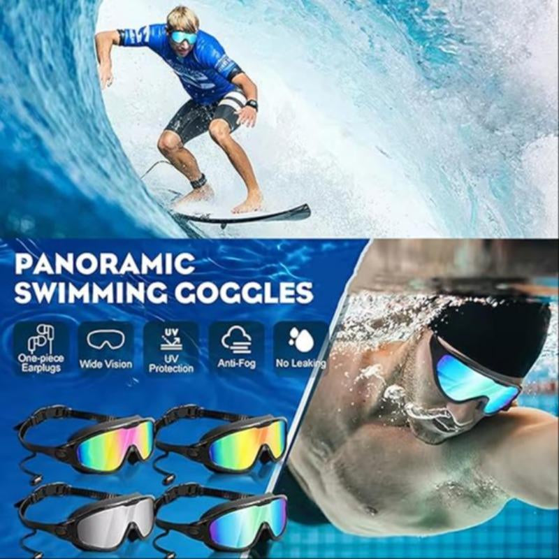 Anti-Fog Swimming Goggles, Anti-Uv Swimming Goggles with Ear Plugs, Swim Glasses for Men Women Youth, Water Sports Equipment, Swimming Accessories