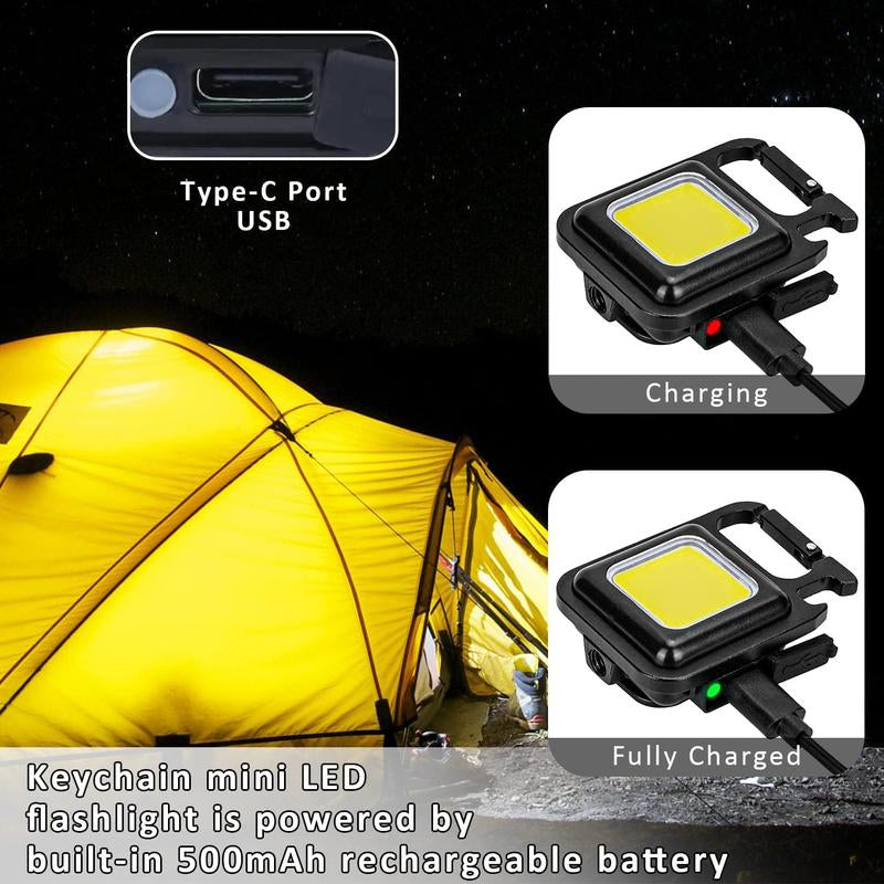 <Local Delivery>Keychain Work Light Keychain Flashlight 4 Light Modes, Keychain Light Emergency Light with Folding Bracket Bottle Opener and Magnet Base,Camping and Walking Outsports