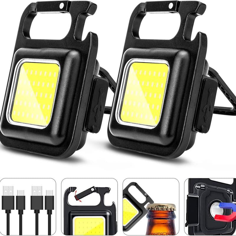 <Local Delivery>Keychain Work Light Keychain Flashlight 4 Light Modes, Keychain Light Emergency Light with Folding Bracket Bottle Opener and Magnet Base,Camping and Walking Outsports