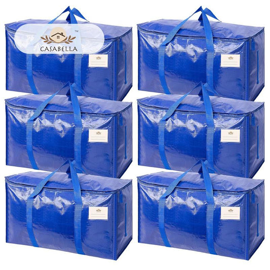 Casabella Cobalt Blue/ Barbie Pink– Extra Large 24 Gallon Heavy Duty Foldable Moving Bags with Carrying Handles, Zippers and Tag Pocket, Outdoor Camping, Water Proof Organizer, Moving Box
