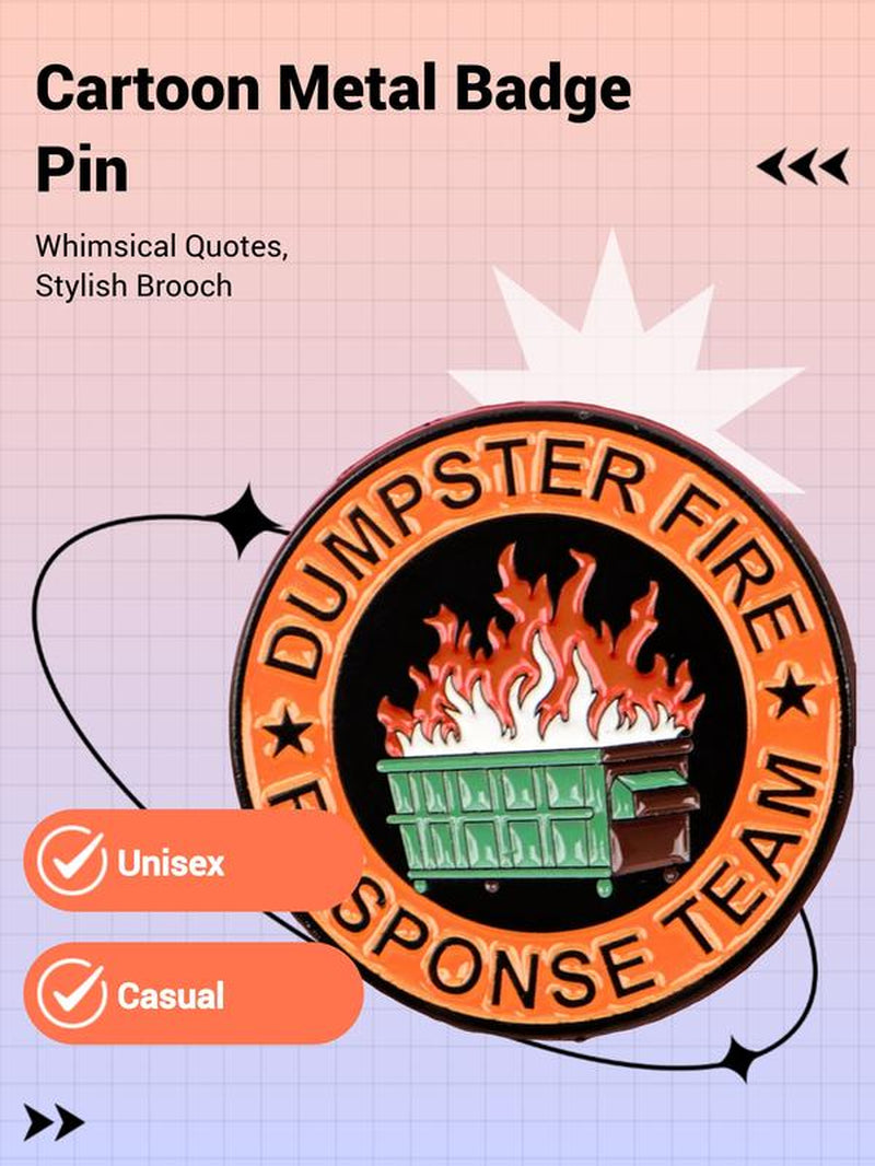 Dustbin Quotes Brooch Cartoon Metal Badge Creative English Alphabet Jewelry Medal Costume Brooch