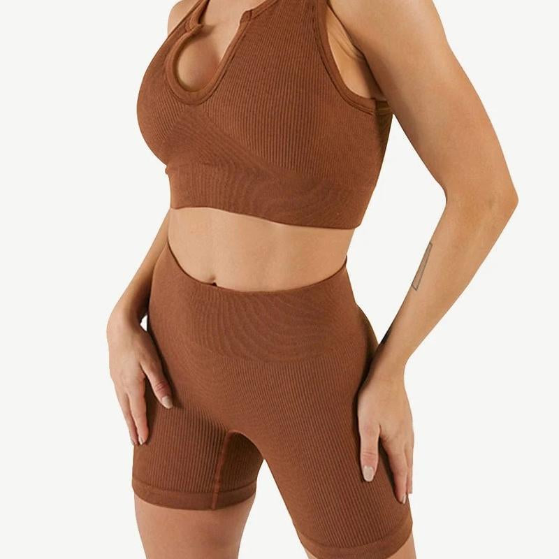 Woman Low Neckline Compression Workout Set