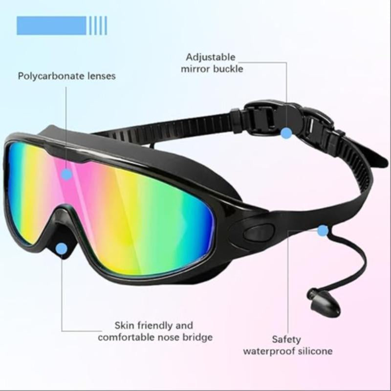 Anti-Fog Swimming Goggles, Anti-Uv Swimming Goggles with Ear Plugs, Swim Glasses for Men Women Youth, Water Sports Equipment, Swimming Accessories
